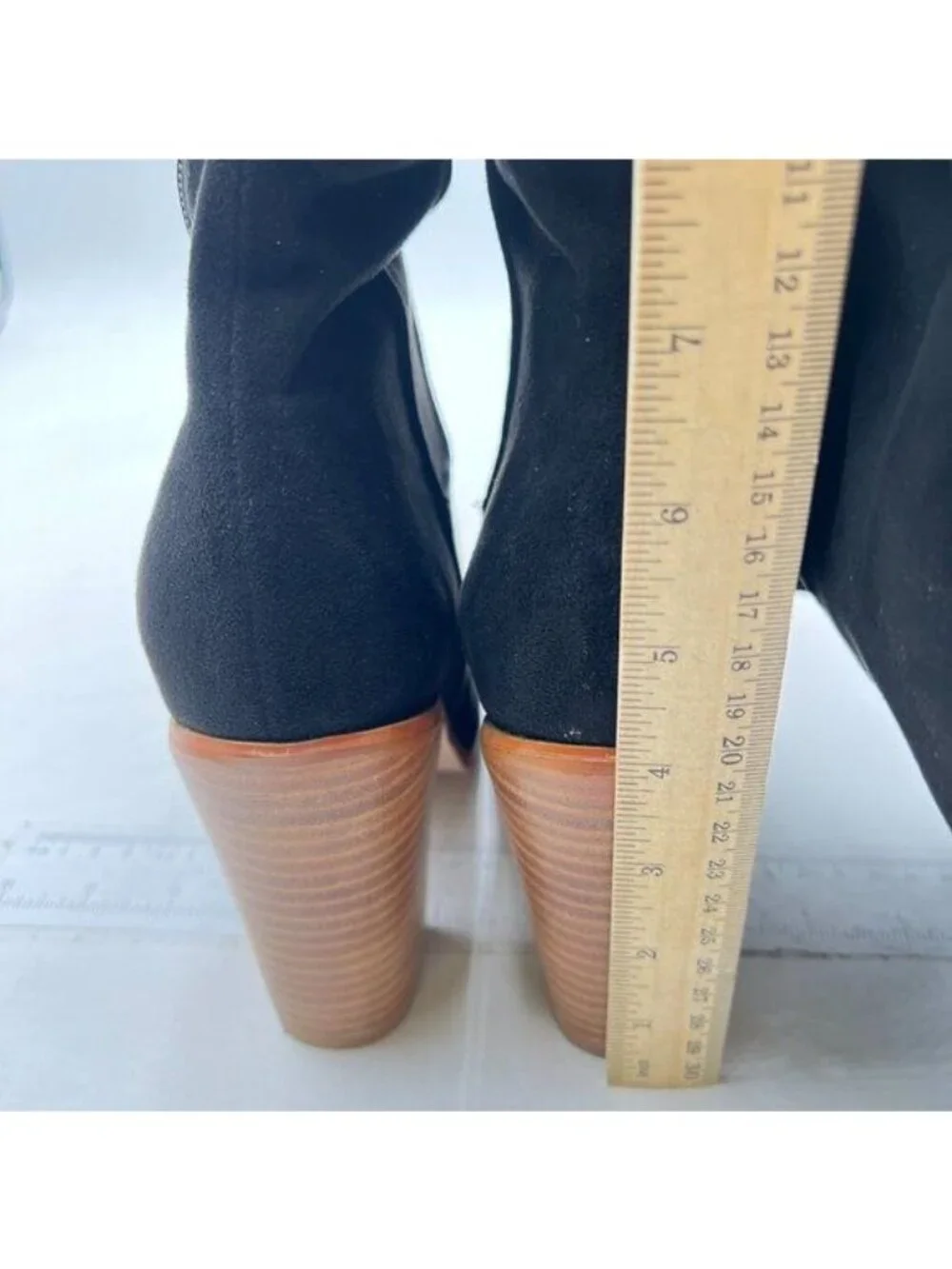 Women Chic Knee High Boots Stretch Pull On Round Closed Toe Long Booties Black